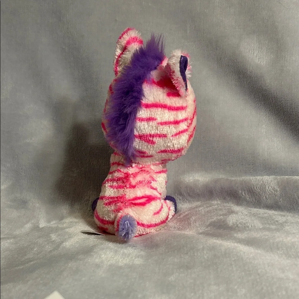 TY Beanie Boo Zazzy Zebra Pink and Purple Striped Plush Zebra (Retired)